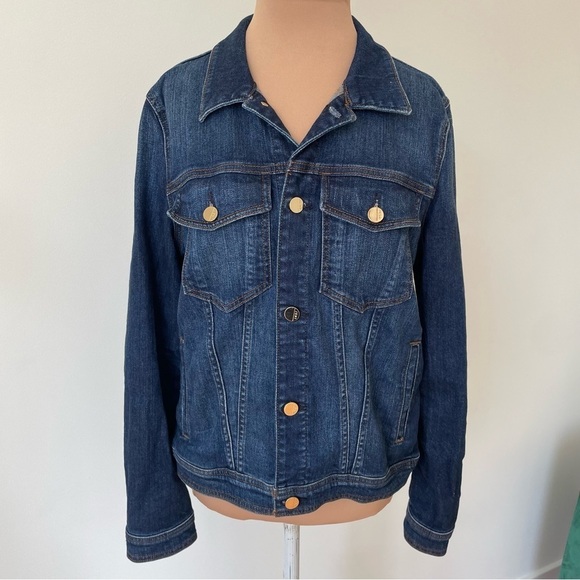 7 for all Mankind 7FAM Jen7 Blue Stretch Denim Jean Jacket EUC Size Small - Picture 1 of 11